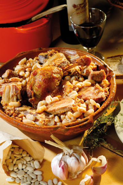 It doesn't get more traditional than a piping hot dish of cassoulet. 