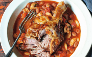 Confit duck with bean stew