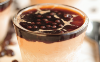 Iced chocolate parfait and cappuccino sauce
