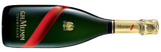 A bottle of mumm grand cordon a French champagne that holds hints of vanilla 