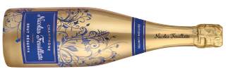 A bottle of nicolas feuillatte brut réserve a French champagne that has sweet apple tones