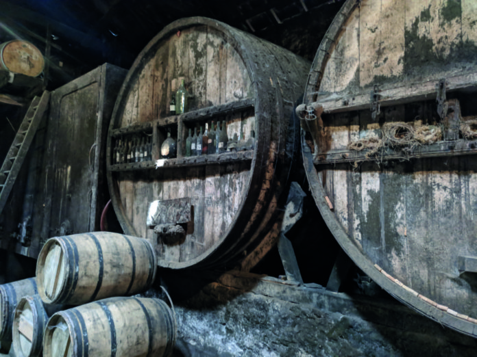 France’s first eau-de-vie armagnac distillery barrels