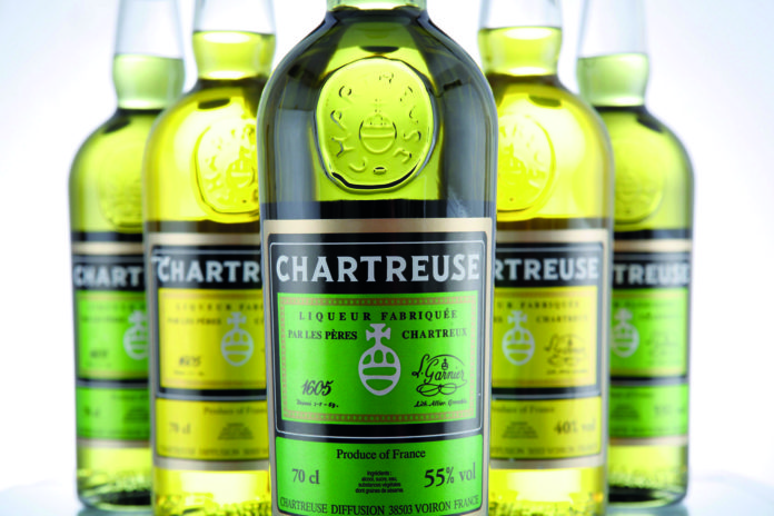 CHARTREUSE liqueur in green and yellow
