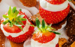 Gariguette strawberries with fresh goat cheese