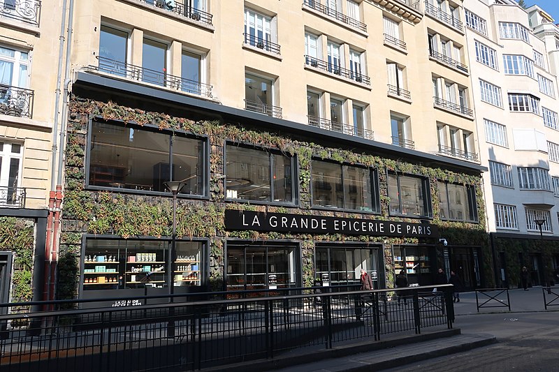 Exterior shot of magnificent food hall la grande epicerie de paris