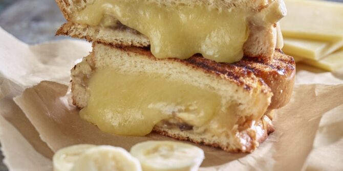 Cheese and banana brioche toasties