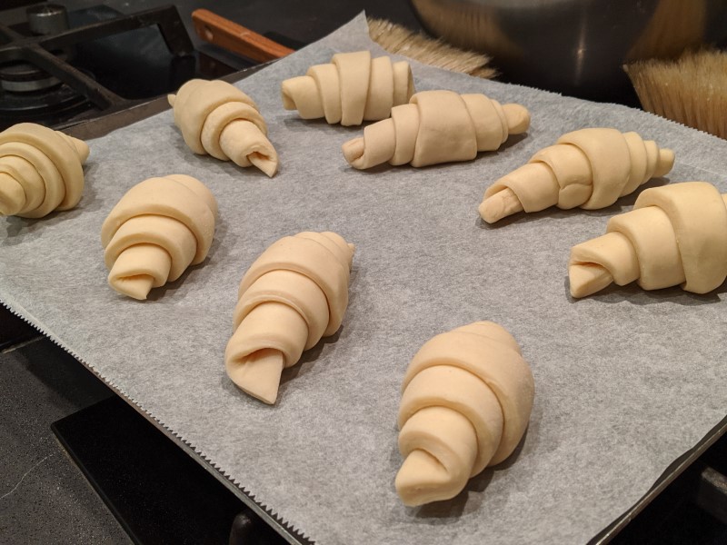 Butter croissants ready to go in the oven