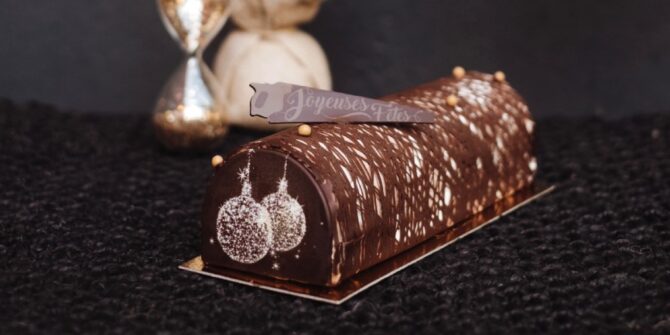 Triple chocolate Christmas log