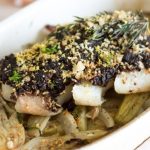 Cod with tapenade crust and Mirabeau rosé braised fennel