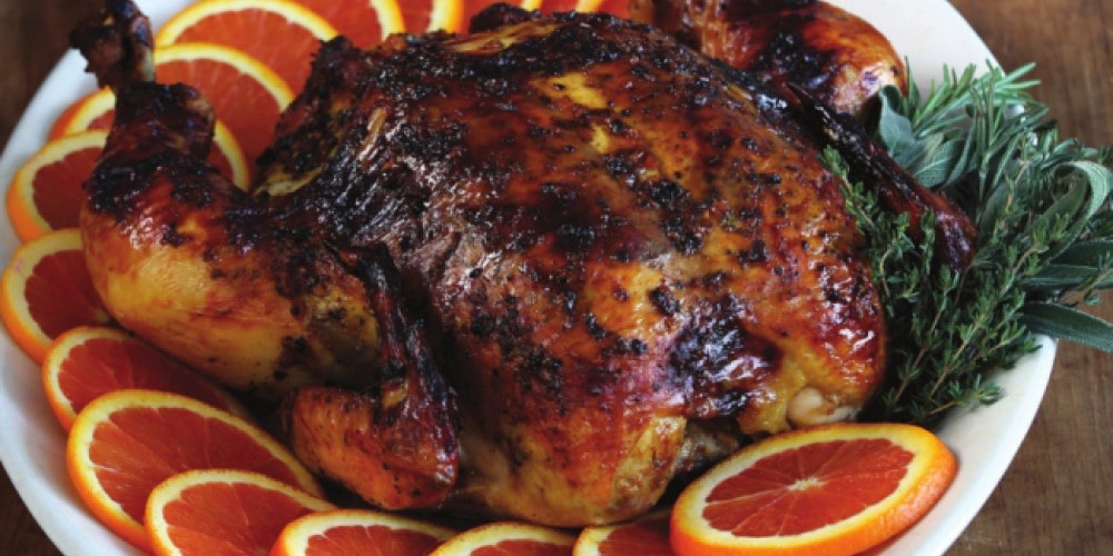 roast chicken with orange and black olives