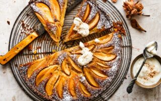 Pear and hazelnut tart