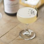 A cocktail of calvados, white radish and seaweed
