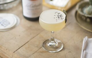 A cocktail of calvados, white radish and seaweed