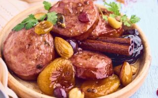 Morteau sausage tagine with dried fruit