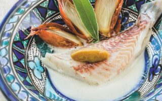 Sea bream in a garlic bouillon