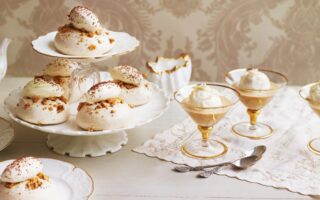 Coffee and hazelnut meringues