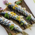 Grilled sardines with aubergines