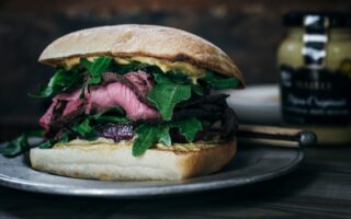 Steak and caramelised onion sandwich
