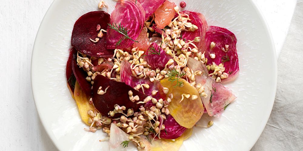 Citrus beet and sprouted buckwheat salad