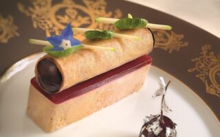 Goose foie gras with cherries and hibiscus