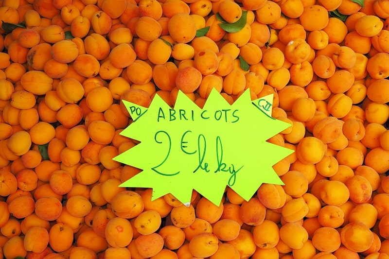 apricots on a French market stall