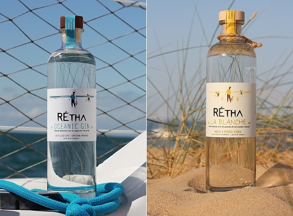 Ocean gin and Retha vodka bottles