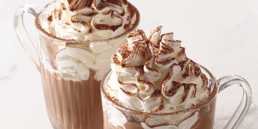 Chantilly cream-topped chocolate drink