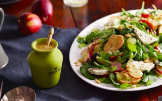 Chevre apple salad with rosemary honey mustard dressing