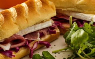 Prosciutto, brie & red cabbage sandwich
