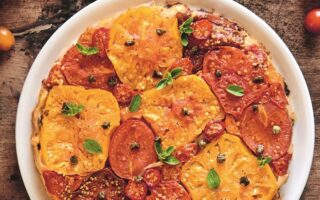 Roasted tomato and shallot tarte tatin