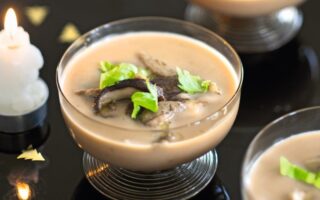Festive chestnut velouté with porcini