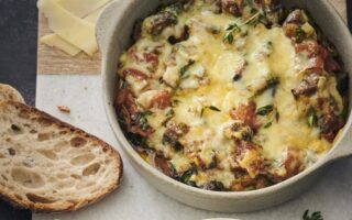 Gratin of portobello mushrooms with Comté