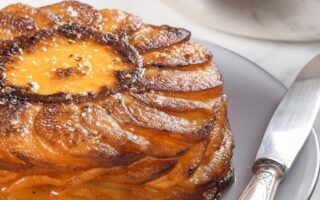 Layered sweet potato and potato cake