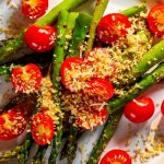 Griddled asparagus and piccolos with parmesan crumb