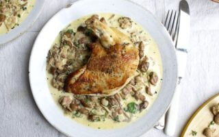 Chicken supremes with wild mushroom sauce