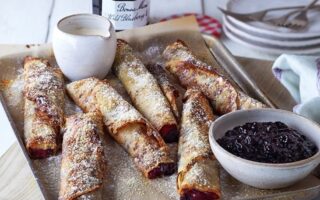 Crispy apple & wild blueberry crepes