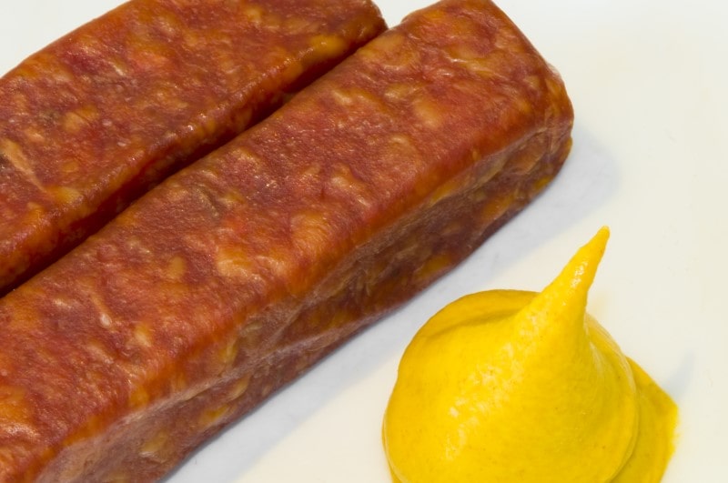Gendarmes are a smoked sausage, commonly sold in pairs and delicious for snacking on