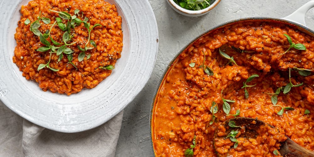 Roasted red pepper risotto