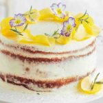 Vanilla & almond plum layer cake with ricotta frosting