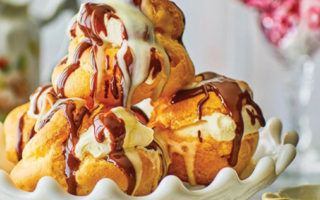 Profiteroles and chocolate sauce