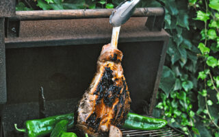 Grilled and Roasted Leg of Lamb, Green Peppers & Golden Zucchini