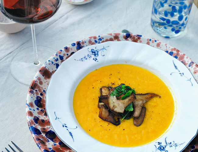 Red Kuri Squash Carrot and Ginger Soup with Shiitake Mushrooms © Nathalie Mohadjer