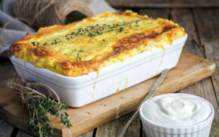Herb-infused mashed potato gratin