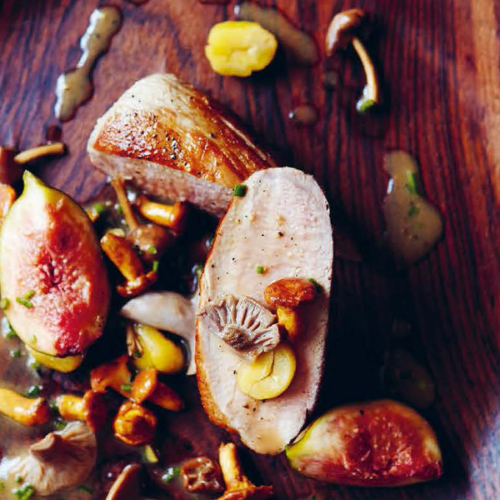 Pork loin with mushrooms, figs & chestnuts Taste of France