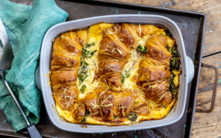 Cheesy croissant bake