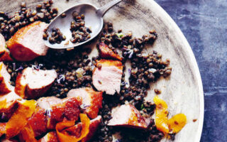 Smoked duck with lentils and lavender