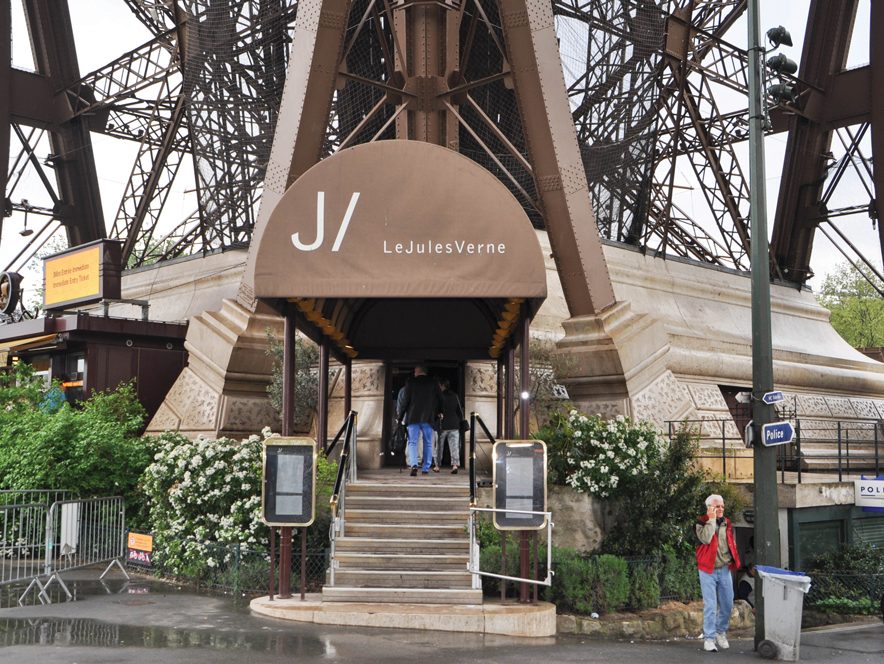 The exterior of Jules Verne, Eiffel Tower