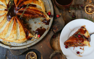 Chestnut, mushroom & red wine pithivier
