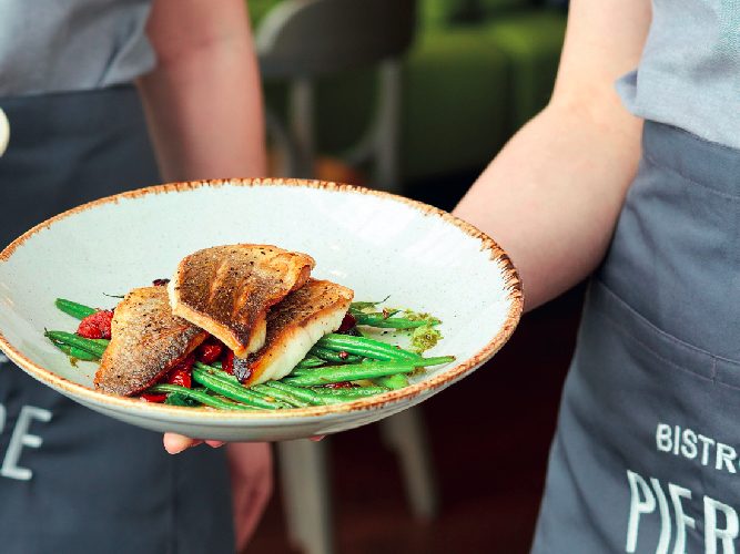 Adam Townsley's Sea bass with green beans and sun-dried tomatoes