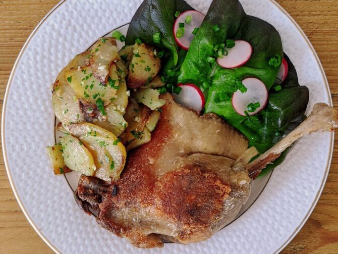 Confit de canard with sarladaise potatoes